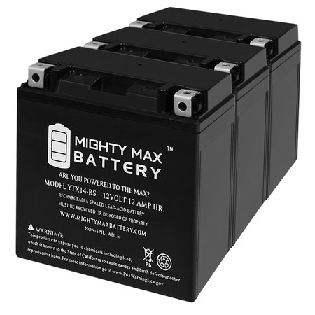 YTX14-BS Battery for KAWASAKI 1400 NINJA-ZX 14 R, ABS '06-14 - 3PK